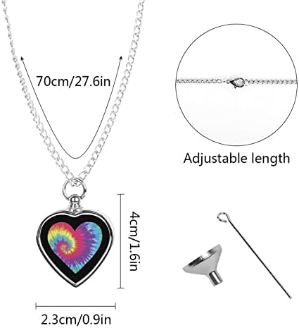 Tie-Dye Heart printed pet urna ogrlica za pepeo srce kremiranje nakit spomen privjesak držač pepela za