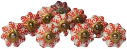 PARIJAT rukotvorina ručno ofarbani stilski dizajn cvijeta narandže keramičke dugmad ručke za ladice ormarića vuče ormar Ormar ručka za namještaj pakovanje od 10