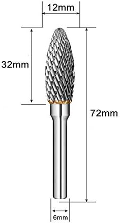 Carbide Burr KangTeer 12mm Dia 1/4 oblik Torch Torch dvostruko rezani Volfram karbid Rotary turpija za sečenje