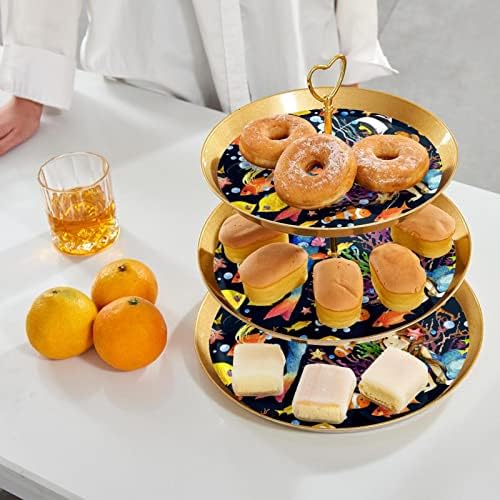 Lyetny 3 rasta za tortu za kolač Zlatni Cupcake Količar za pecivo za čaj za zabavu, vjenčanje i rođendan,