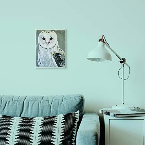 Stupell Industries Owl portret bijelo siva slika životinja zidna ploča, 10 x 15, dizajn umjetnice Suzi Redman