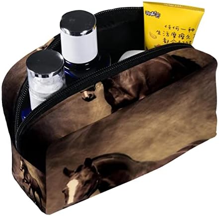Tbouobt pokloni za muškarce Žene šminke torbe toaletne torbice Male kozmetičke torbe, smeđa konjska životinja