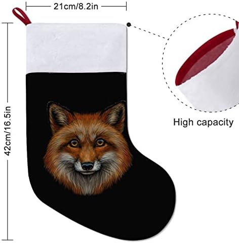 Portret u boji Lisice glava Božić viseći čarape za čarape za Xmas Tree Kamin za odmor Dodir
