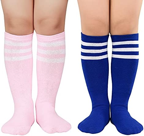 Američki trendovi Kids Soccer Socks Toddler Knee High Tube Čarape za dječake Djevojke School Striped Duge