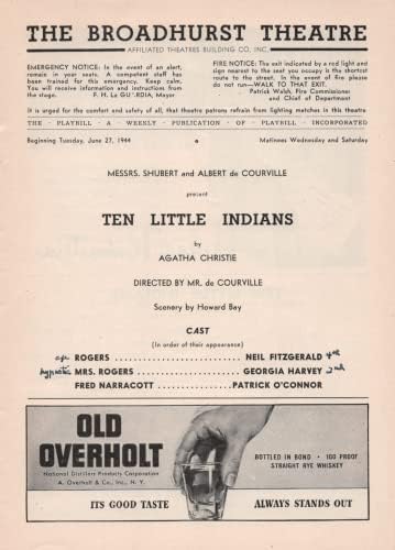 Agatha Christie Deset malih Indijanaca Halliwell Hobbes / Claudia Morgan/Michael Whalen/Estelle Winwood / 27. juna 1944.