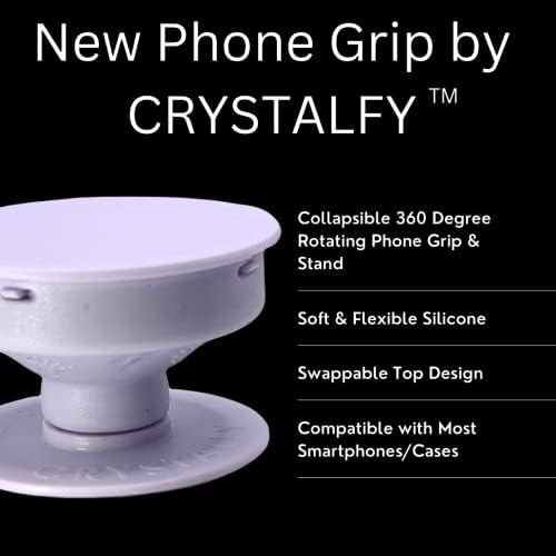 Crystalfy Druzy Kvarc Kristalni telefon i telefonska štand: Autentični prirodni dragog motkastog mobla, proširivi