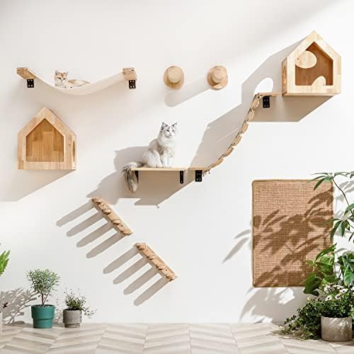 FUKUMARU zidni namještaj za mačke, uključujući stepenice za penjanje za mačke, viseću mrežu za mačke, stepenice