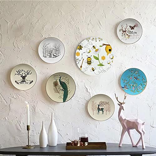 Ligutari keramička ploča, opruga za životinje dekor keramika viseći ukrasni tanjur, leteći pčelinjaci tratinčica meda cvijeća kamilice, 6 inča, kućna prilagođena keramička ploča, žuta bijela crna