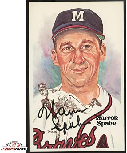 Warren Spahn potpisao Perez-Steele razglednicu JSA - MLB izrezani potpisi