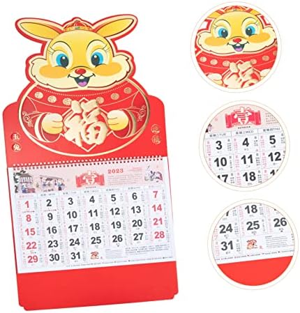Bestoyard 2pcs 2023 Godina od kalendara zeca Dekor kineski kalendar Chinoiseriie Decor Viseće mjesečni kalendar