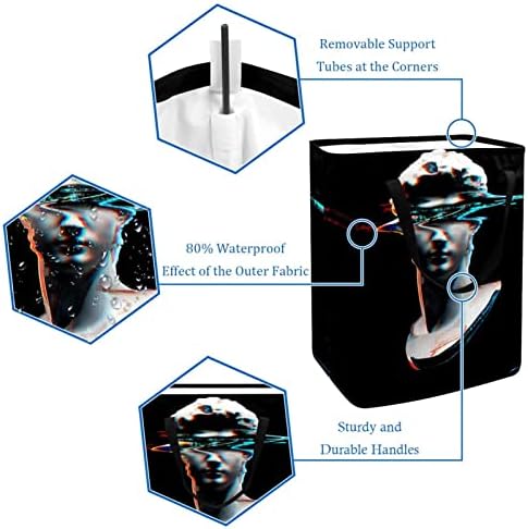 Digitalni otisak skulpture glave sklopiva korpa za veš, 60L vodootporne korpe za veš kante za veš igračke