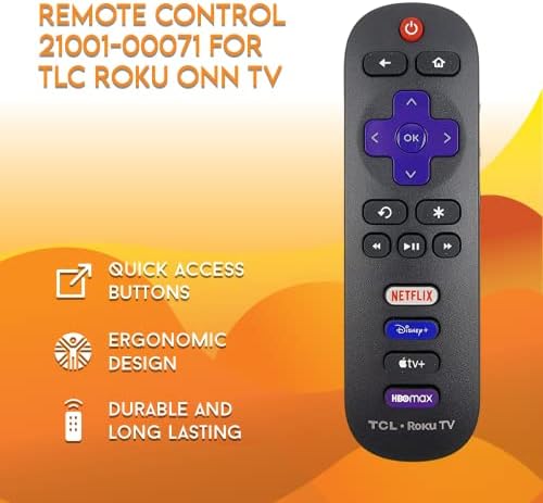 CEYBO OEM 21001-00071 Daljinski upravljač za TCL Roku TV uključuje Netflix, Disney +, Apple TV & HBomax prečice 32S327, 32S335, 43S433, 43S435, 50S435, 55S435, 65S435