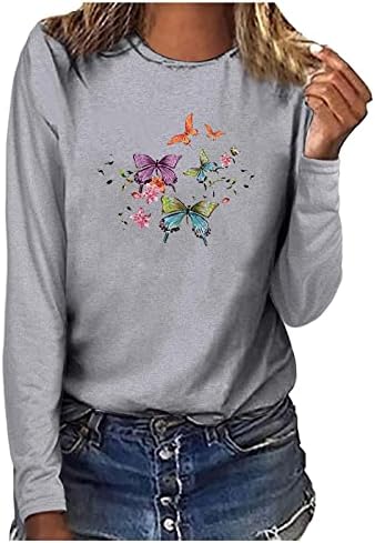 Ženska pamučna majica jesen ljeto 2023 odjeća trendy dugih rukava Crewneck grafički casual bluza za teen djevojke