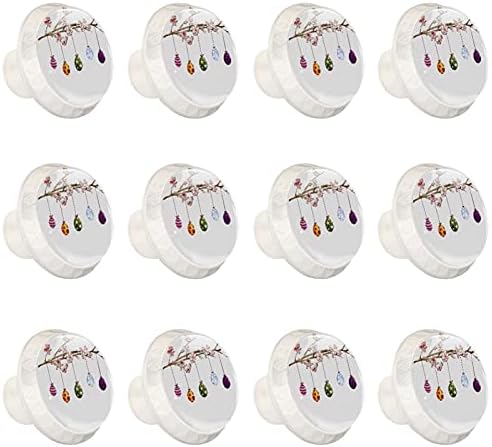 12 kom bijele okrugle ručke za ladicu ukras za Sretna uskršnja jaja