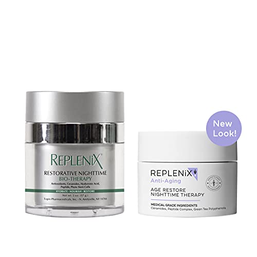 Replenix Age Restore Nighttime Therapy-noćna krema protiv starenja-medicinska peptidna hidratantna krema sa zelenim čajem-Učvršćujuća krema za starosne tačke i bore za lice i vrat, 1.7 oz