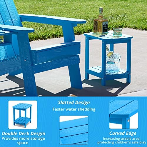 Lue Bona Adirondack Vanjska stola, plavi pol vanjski vrtni krajnji stol otporan na vremenske prilike,