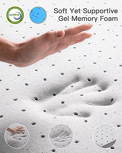 BedStory 4 Inch Memory Foam madrac Topper Queen, Gel & amp; bambusov ugalj natopljen krevetima, podloga za dušek od pene sa prozračnim poklopcem koji se može ukloniti, memorijska pena visoke gustine