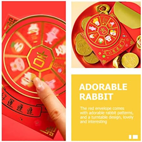 Aboofan koverte 6kom 2023 kineska Nova Godina zeca Hong Bao sa crtanim srećnim točkovima srećni novčani Paketi za venčanje Prolećnog festivala
