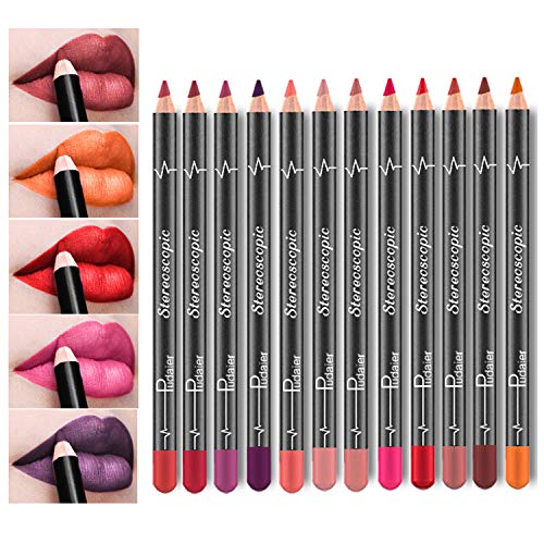 Ksndurn olovka za usne, olovka za usne olovka 12 kom-olovka za usne i Set ruževa 12 boja / smeđa