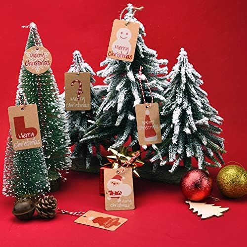 160 komada Božićni izbor Oznake Kraft papira Oznake visine naziva oznake sa 65,6 stopa za božićnu zabavu i DIY zalihe zamotavanja, 8 stilova