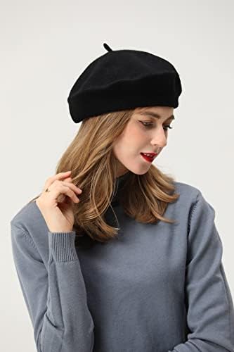 BEYLRZID Francuska beretka-klasična vunena beretka jednobojna Ženska kapa od beretki