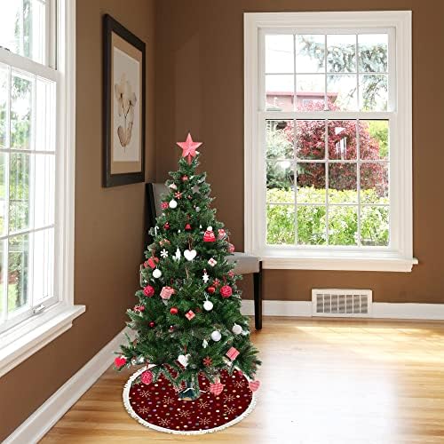 Baegetly božićna suknja navratnik 48-inčni polka točkice snježne pahulje smeđa božićna novogodišnja zimska stablo baza mat za poklopac Xmas Holiday Decorament ukras