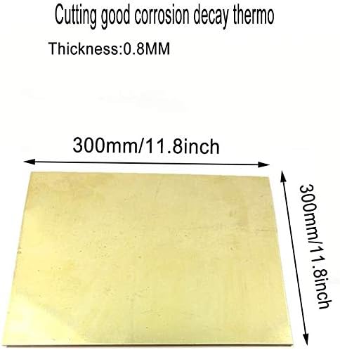 UMKY Mesingana ploča H62 industrija ploča od mesinga Debljina lima DIY eksperimenta 0,8 Mm, Širina 300 mm/11,8 inča, duga 300 mm/11. 8 inča 1kom metalne folije