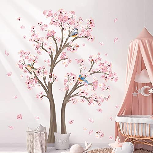 decalmile Veliki zid Trešnjinog cvijeta naljepnice za zid od grana ružičastog cvijeća naljepnice za zid