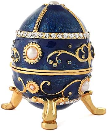 Qifu-ručno oslikano Enameled Faberge Egg Style Dekorativni šarkirani nakit TRIKET kutija Jedinstveni poklon za kućni dekor