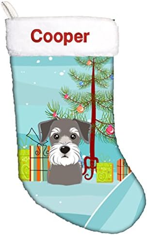 Caroline's bysures BB1578CSemb Božićna drva i Schnauzer personalizirana božićna čarapa, kamin Viseće čarape