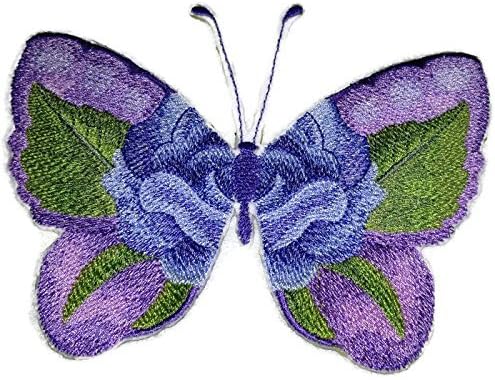 Craveni i jedinstveni boju cvjeta i leptira [akvarel plavi ružin leptir] Vezeg željeza na / sew flaster [6.11 * 4,85] [izrađeno u SAD-u]