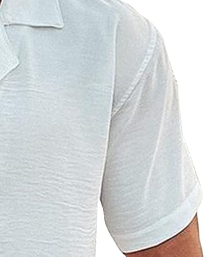 Maiyifu-GJ Men Relaxed Fit pamučne platnene košulje kratki rukav dugme do plaže majica Casual lagana čvrsta