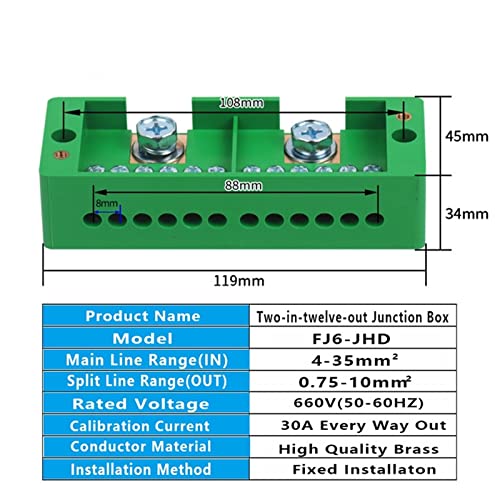 1pcs mjerenje razvodne kutije Brzi priključak Jednofazni domaćin nulta-vatreni shunt terminalni blok razdjelnik HJ6