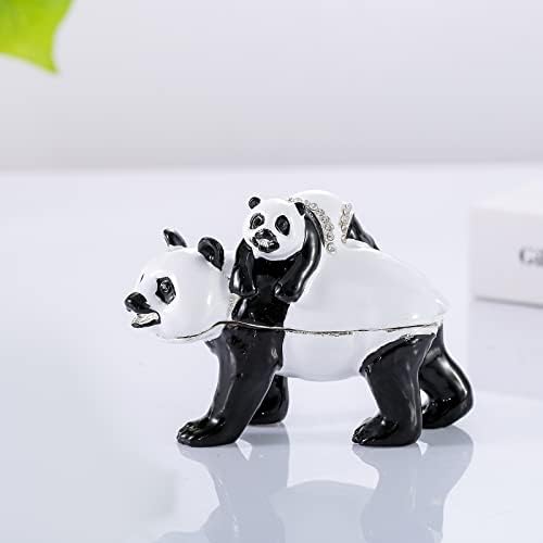Ingbear Panda majka koja nosi bady figurine šarkene kutije, jedinstveni poklon za majčin dan, ručno pozlaćena emajlirana nakita, životinjski ukrasi za kućni dekor.