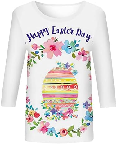 Bluze cvjetnog opuštenog kroja žene 3/4 rukav Crewneck Spandex Uskršnje jaje Kawaii životinjske