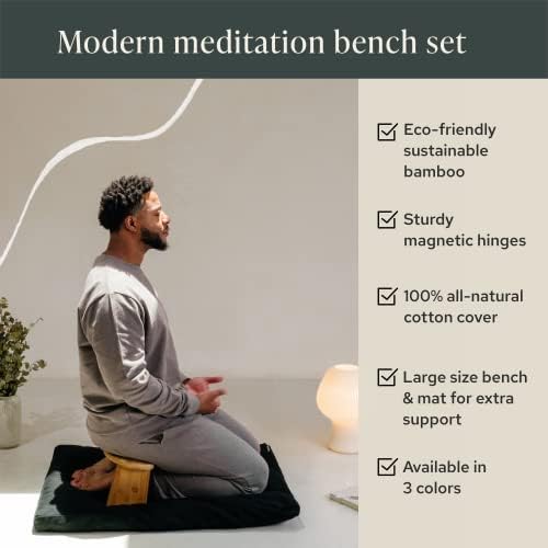 Mindful & amp; moderna bambusova klupa i Zabuton meditacijska mat Bundle-mala klupa za meditaciju