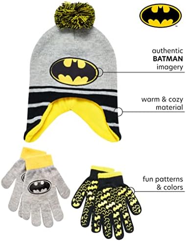 DC Comics Boys Batman zimski šešir 2 par rukavice ili rukavice Set