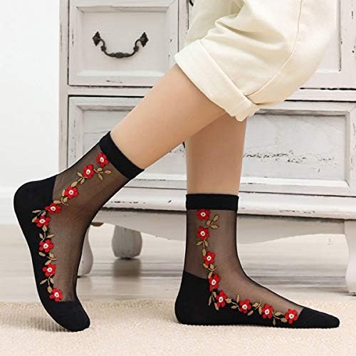 DXYAKY Sheer Mesh prozirne čarape za žene Ultra tanke čipkaste mrežaste mrežice vide kroz čarape za gležnjeve novost Ležerne čarape za posadu