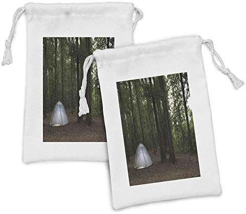 Ambesonne tamna šumska torbica set od 2, slikovita šatora koji se baca u šumu kao dnevni boravak sretan kamper,