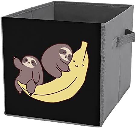 Banana Wild Sloth platnene slikovane spremište za skladištenje kocke Organizator košara s ručkama za kućni uredski automobil