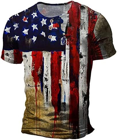 Muške košulje kompresija Muška američka zastava Patriotski kratki rukav Dan nezavisnosti t lažni vrat