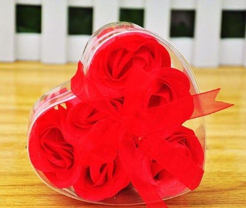 Domire elegantni cvjetovi sapuna sa laticama ruže u čistoj posudi u obliku srca / 6 sapuna žute ruže