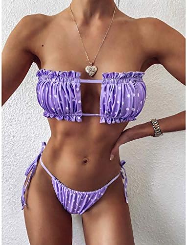 YOLAI žene Ruched šuplji seksi bikini Set sklekovi podstavljeni kupaći kostimi sa vezicama G-Strings