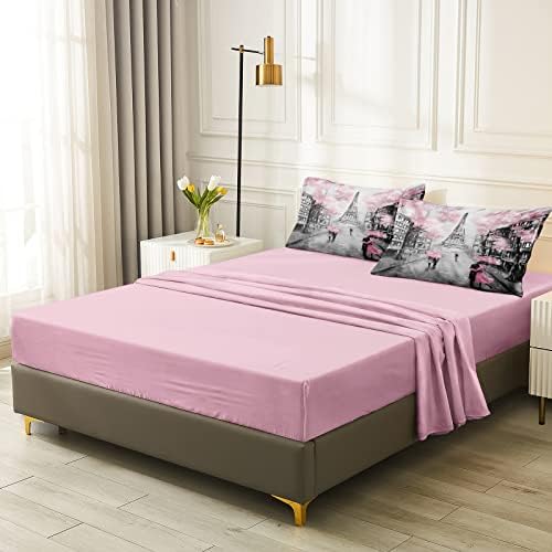 Merryword Pink Pariz Komformer Postavite veličinu 8 komada krevet u torbi s slatkim par ljubitelji ružičaste