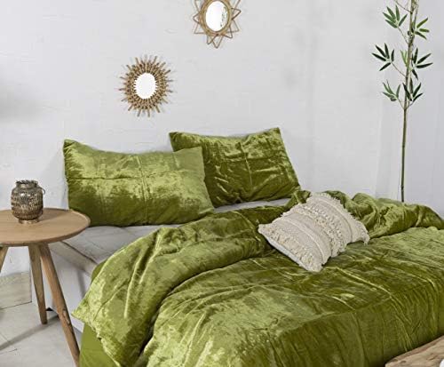 Labhanshi 3 komada set luksuzno zdrobljena mahovina zelena baršuna za pokrov za posteljinu boho