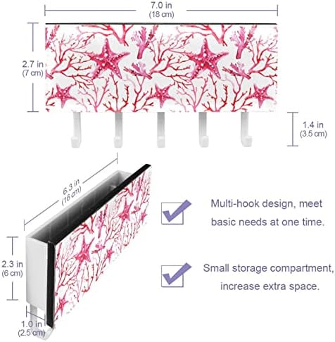 Pink Starfish & amp; Coral rack organizator sa 5 kuke zid kupatilo kuhinja polica stalak multifunkcionalni