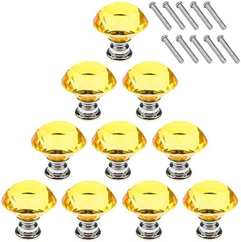 Nobranded Yangland Yellow 10pcs / set 30 mm Kristalni stakleni ormar za obloge dijamantskih oblika