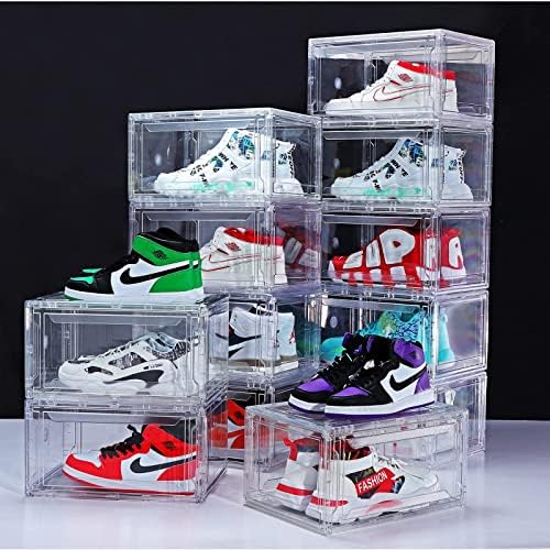 12 kutija za cipele, čiste akrilne plastične kutije za cipele, slaganja, spremanje prostora Sklopivi poklopac za spremanje cipela za spremanje spremnika za poklopce se uklapa u veličinu 14