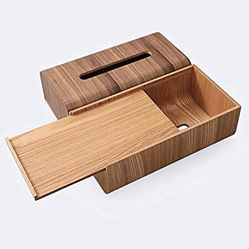 Kutija za tkivo prirodni bambusov pokrov za lice za lice, punjiva drvena kuhinja Držač za salvete