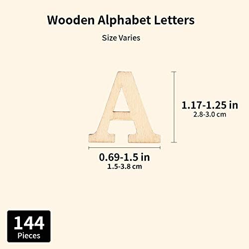 144 komada 0,69 X 1,17 - 1,5 X 1,25 inča Neislirana Drvena drvena abeceda i drveni brojevi
